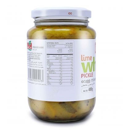 Grandmas Authentic Kerala Style Lime White Pickle 400g Jar